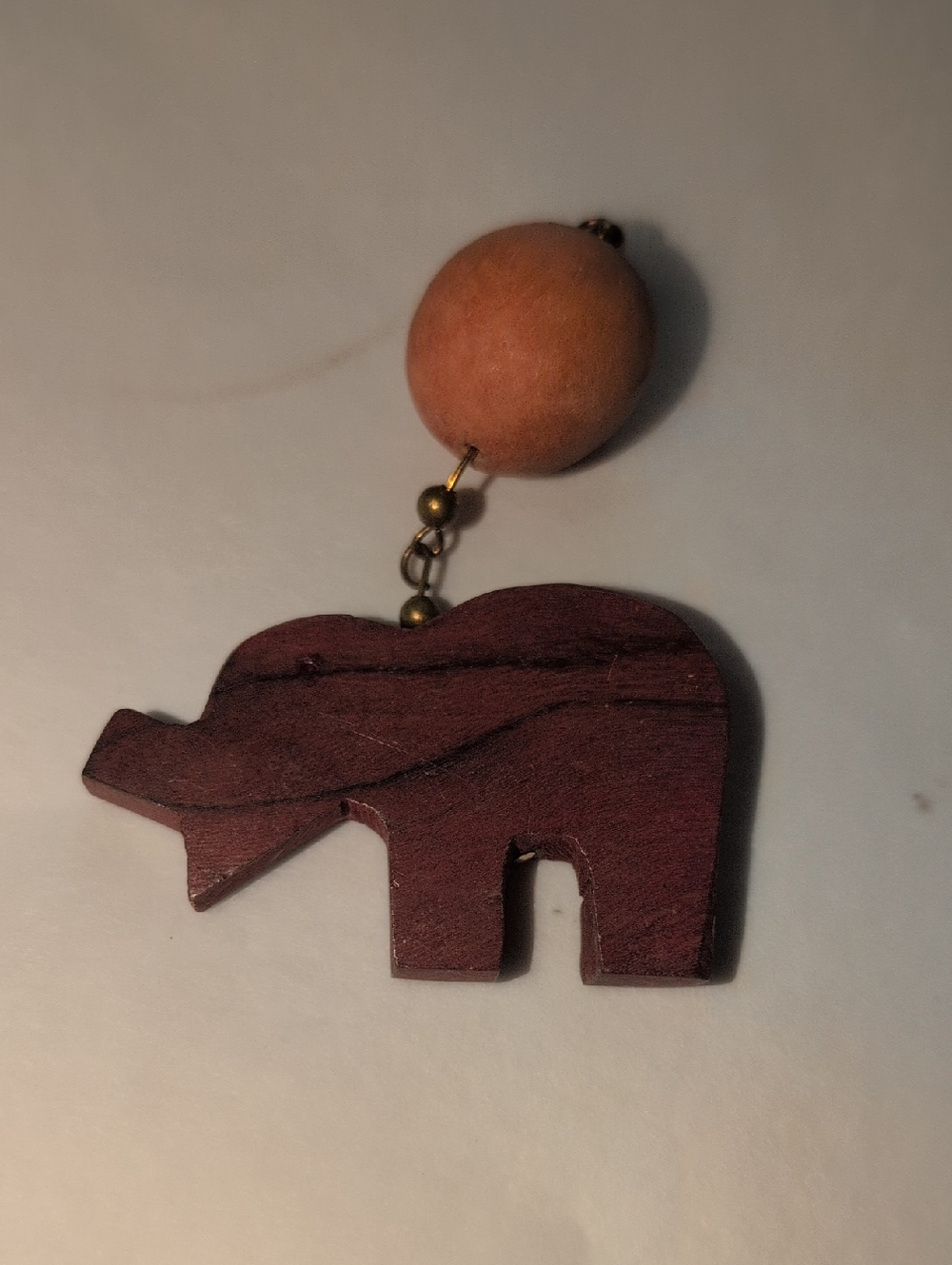 ✨5/$15✨ Handcrafted Wooden Elephant Pendant - Deep Mahogany